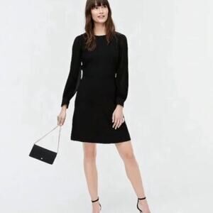 J.Crew Black Foggia Pleated Long Sleeve Mini Dress Size 12